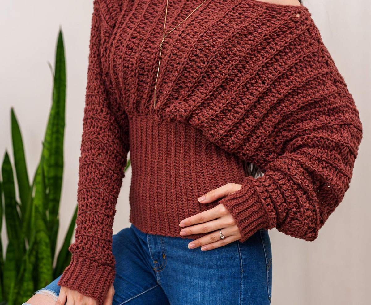 Easy Off Shoulder Batwing Sweater Crochet Pattern