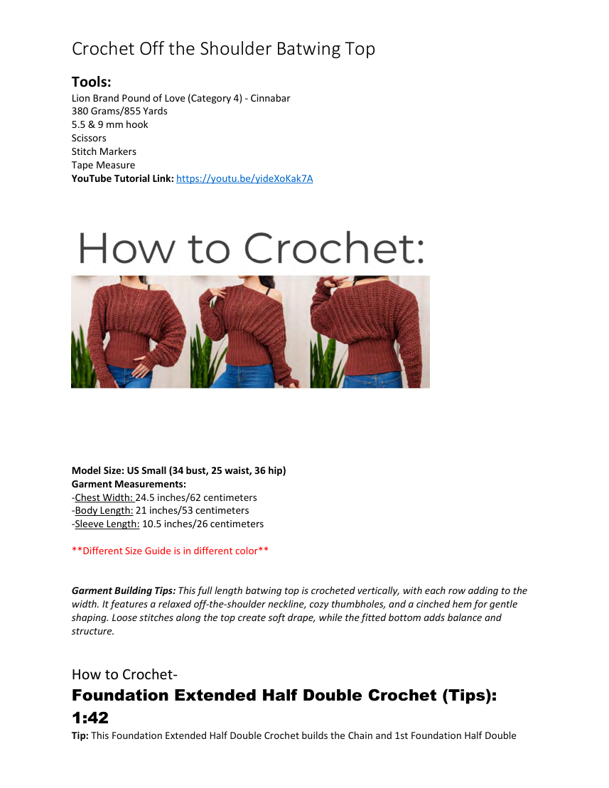 Preview the Pattern PDF — Tools & sample measurements