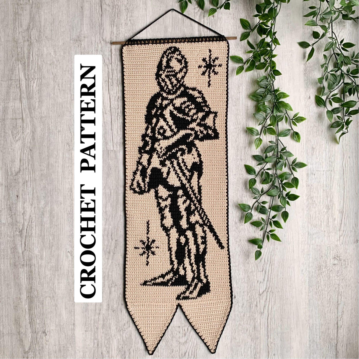 Brave Knight Tapestry Wall Hanging Crochet Pattern